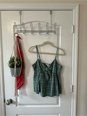 Plaid Tie-Front Cami in Green